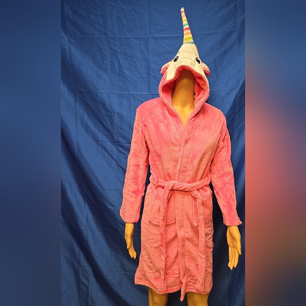 Size XL Girl's Ultra-Plush Soft Hooded Animal Theme Cover-Up Robe Unicorn Pink